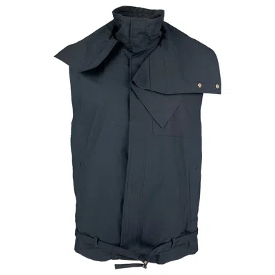 Pre-owned 3.1 Phillip Lim Size S Navy Cotton High Collar Vest In Blue