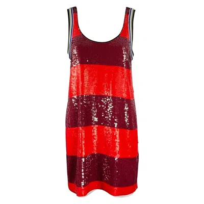 Pre-owned 3.1 Phillip Lim Size S Red Burgundy Silk Stripe Tank Shift Dress