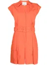 3.1 Phillip Lim Sleeveless Belted-waist Playsuit In Orange