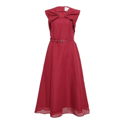 3.1 Phillip Lim Sleeveless Draped Bow Dress With Belt In Red
