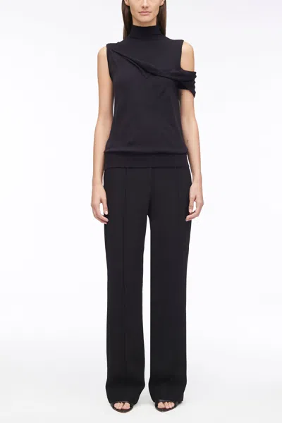 3.1 Phillip Lim Sleeveless Draped Fallen Shoulder Wool Pullover In Black
