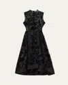 3.1 Phillip Lim Sleeveless Flocked Organza Midi Dress In Black