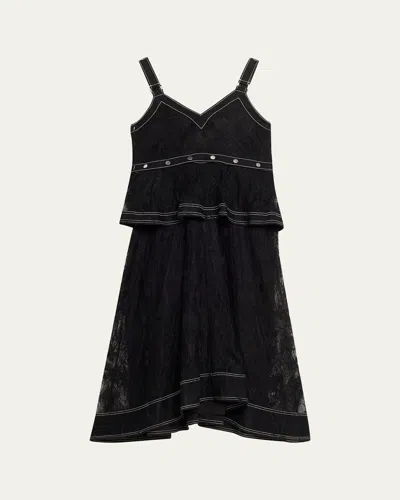 3.1 Phillip Lim Sleeveless Layered Lace Midi Dress In Black