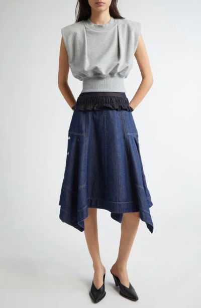 3.1 Phillip Lim Sleeveless Mixed Media Dress In Medium Heather Grey-indigo