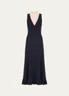 3.1 Phillip Lim Sleeveless Mock-neck Fit-and-flare Midi Dress In Midnight