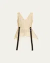 3.1 Phillip Lim Sleeveless Plaid Organza Flounce Top In Neutral