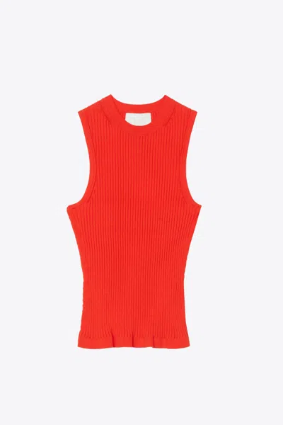 3.1 Phillip Lim Sleeveless Pointelle Rib Tank In Orange