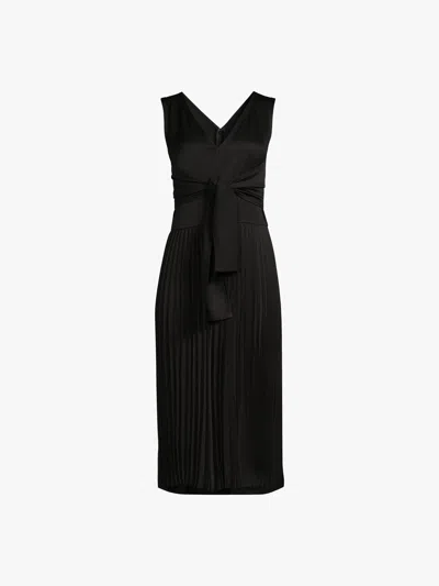3.1 Phillip Lim Sleeveless Satin V-neck Dress With Waist Tie In Black