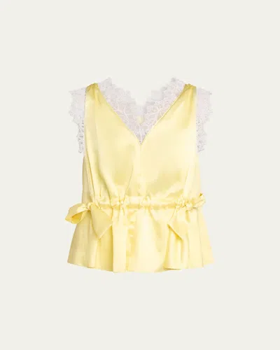3.1 Phillip Lim Satin Lace Trim Sleeveless Top In Yellow