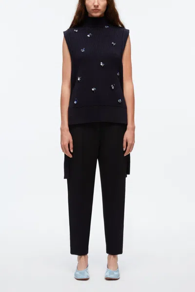 3.1 Phillip Lim Sleeveless Sweater With Cluster Embroidery In White