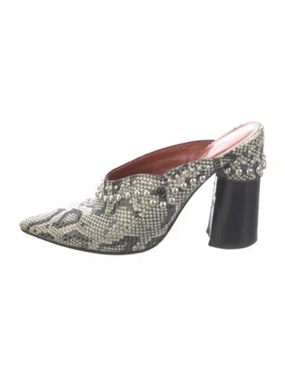 Pre-owned 3.1 Phillip Lim Snakeskin Animal Print Mules In Black