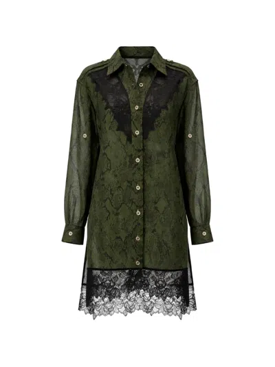 3.1 Phillip Lim Snakeskin-effect Midi Shirt Dress In Green