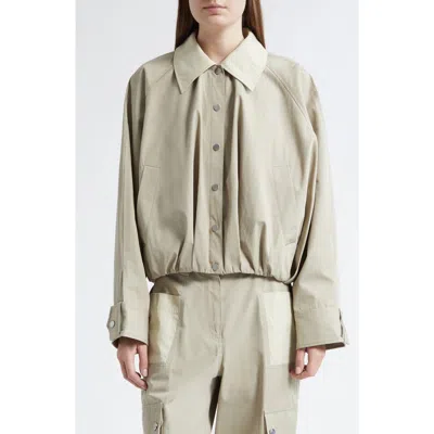 3.1 Phillip Lim Snap Front Cotton Blouson Bomber Jacket In Khaki-birch