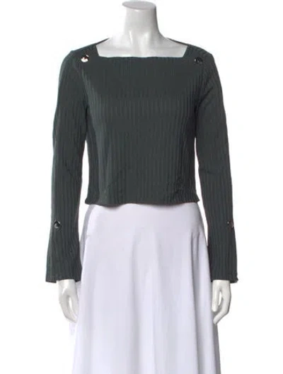 Pre-owned 3.1 Phillip Lim Square Neckline Long Sleeve Crop Top In Green