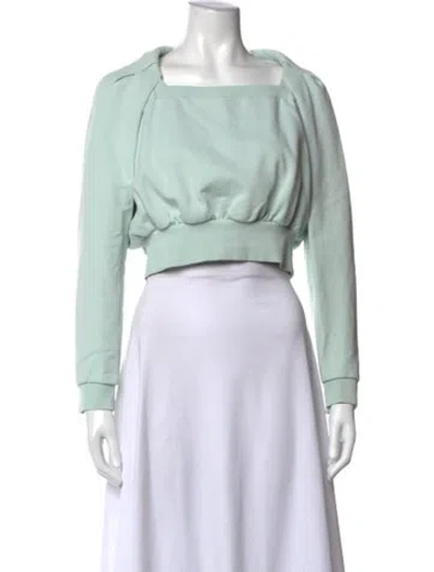 Pre-owned 3.1 Phillip Lim Square Neckline Long Sleeve Crop Top In Green