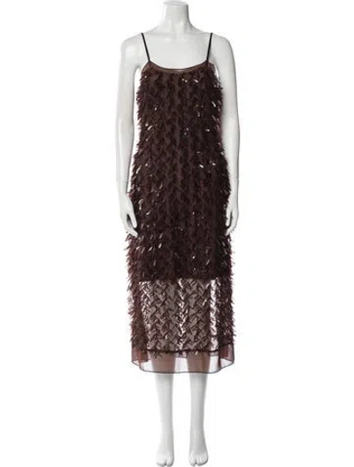 Pre-owned 3.1 Phillip Lim Square Neckline Midi Length Dress In Brown