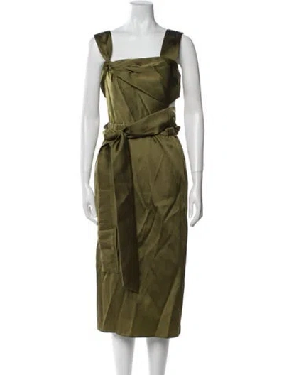 Pre-owned 3.1 Phillip Lim Square Neckline Midi Length Dress In Green