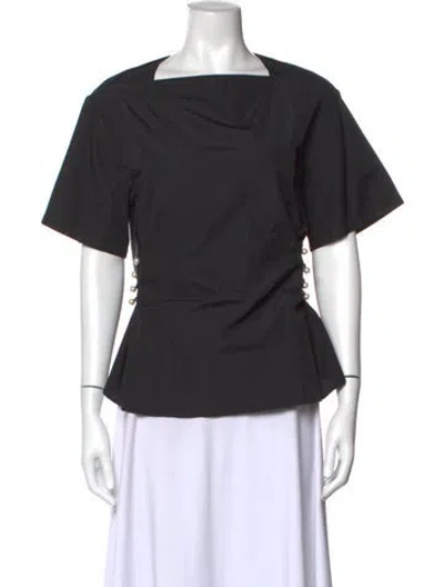Pre-owned 3.1 Phillip Lim Square Neckline Short Sleeve Blouse In Black