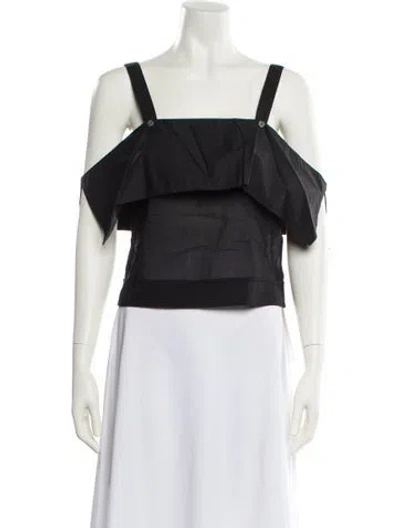 Pre-owned 3.1 Phillip Lim Square Neckline Short Sleeve Crop Top W/ Tags In Black