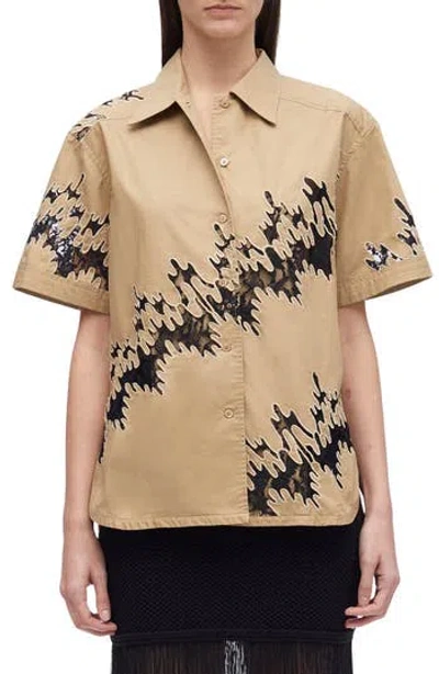 3.1 Phillip Lim Squiggle Lace Camp Shirt In Black
