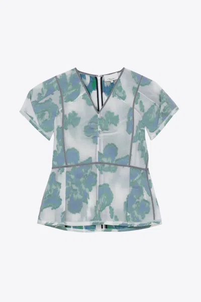 3.1 Phillip Lim Ss Abstract Daisy Fil Coupe Top In Blue