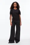 3.1 Phillip Lim Ss Ruched Slv T-shirt W Combo Panel In Black