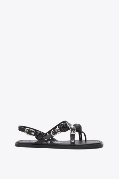 3.1 Phillip Lim Strappy Eyelet Sandal With Rosettes In Black