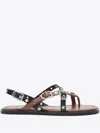 3.1 Phillip Lim Rivet Leather Strappy Toe-ring Sandals In Black