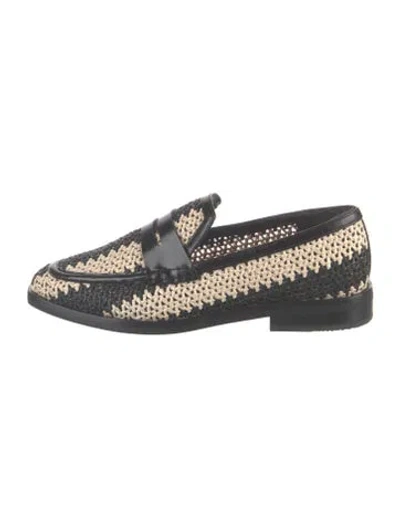 Pre-owned 3.1 Phillip Lim Straw Patterned Loafers In Black/neutrals