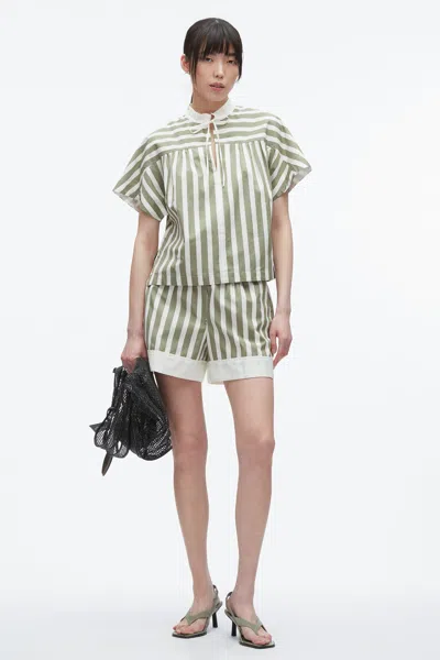 3.1 Phillip Lim Stripe Boxer Shorts In Green