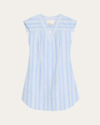3.1 Phillip Lim Stripe Cap-sleeve Shift Dress In Blue