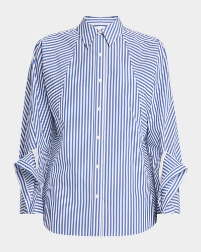 3.1 PHILLIP LIM STRIPE DRAPED-SLEEVE TOP