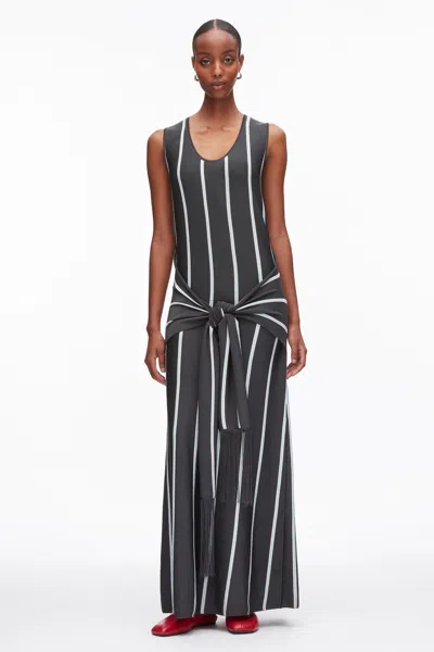 3.1 Phillip Lim Stripe Midi Dress With Fringe Waist Tie In Multi