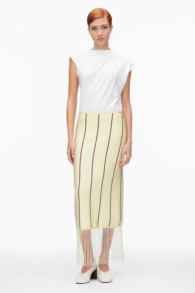 3.1 Phillip Lim Stripe Midi Skirt With Fringe In Yuzu Multi
