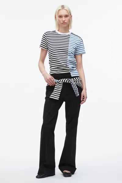 3.1 Phillip Lim Stripe Patchwork T-shirt In Black