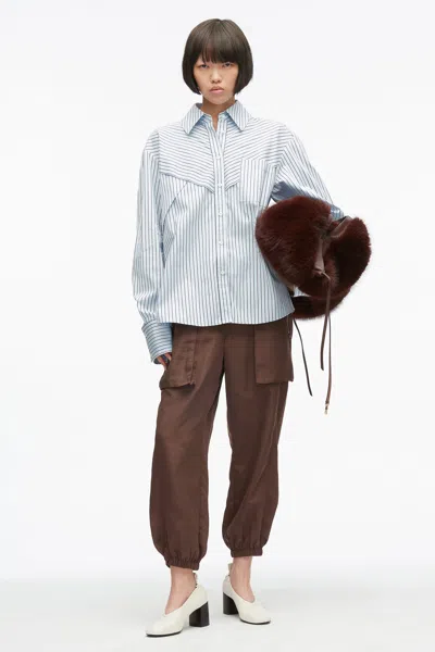 3.1 Phillip Lim Stripe Poplin Oversized Shirt In Sky Blue Multi