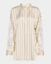 3.1 Phillip Lim Stripe Satin Draped-sleeve Shirt In Sand Multi