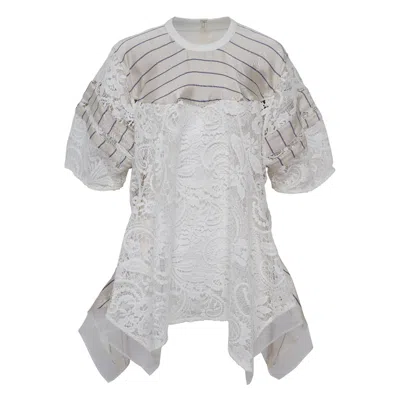 3.1 Phillip Lim Stripe Shirt With Corded Lace In Neutral