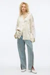 3.1 Phillip Lim Stripe Shirt With Corded Lace In Sand Multi
