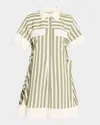 3.1 Phillip Lim Stripe Short-sleeve Shirt Dress In Green