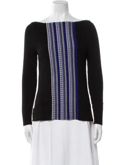 Pre-owned 3.1 Phillip Lim Striped Bateau Neckline Sweater In Black