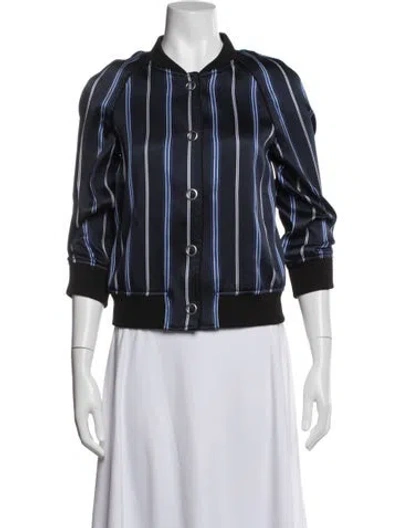 Pre-owned 3.1 Phillip Lim Striped Bomber Jacket In Blue