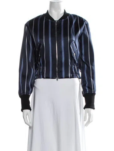 Pre-owned 3.1 Phillip Lim Striped Bomber Jacket In Blue