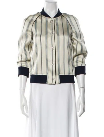 Pre-owned 3.1 Phillip Lim Striped Bomber Jacket In Neutral