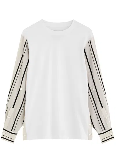 3.1 Phillip Lim Striped Chiffon And Cotton Top In White