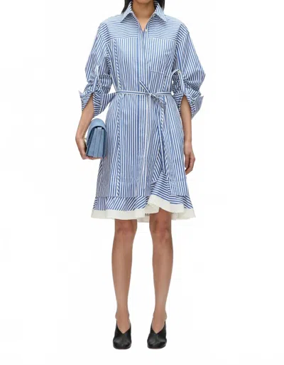 3.1 Phillip Lim Striped Cascade-sleeves Shirt Dress In Blue Multi