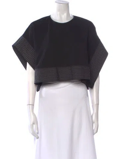 Pre-owned 3.1 Phillip Lim Striped Crew Neck Crop Top In Black