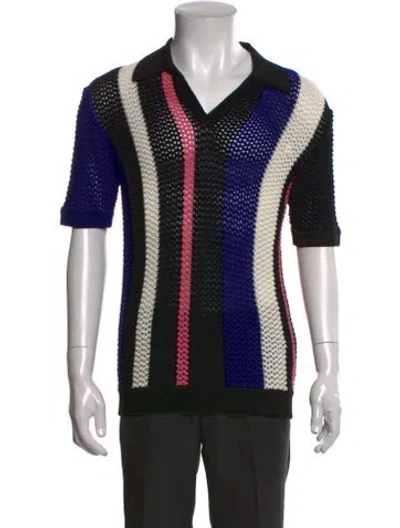 Pre-owned 3.1 Phillip Lim Striped Crew Neck Polo Shirt In Black