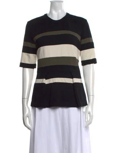 Pre-owned 3.1 Phillip Lim Striped Crew Neck Top In Black/green/white
