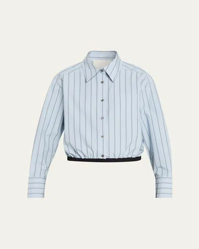 3.1 Phillip Lim Striped Cropped Button-front Shirt In Blue
